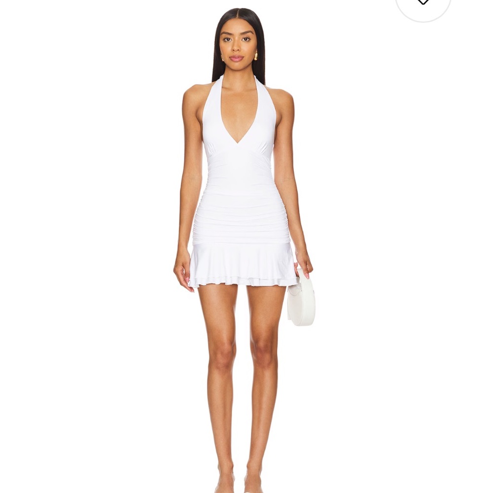 Elegant White Halter Mini Dress
